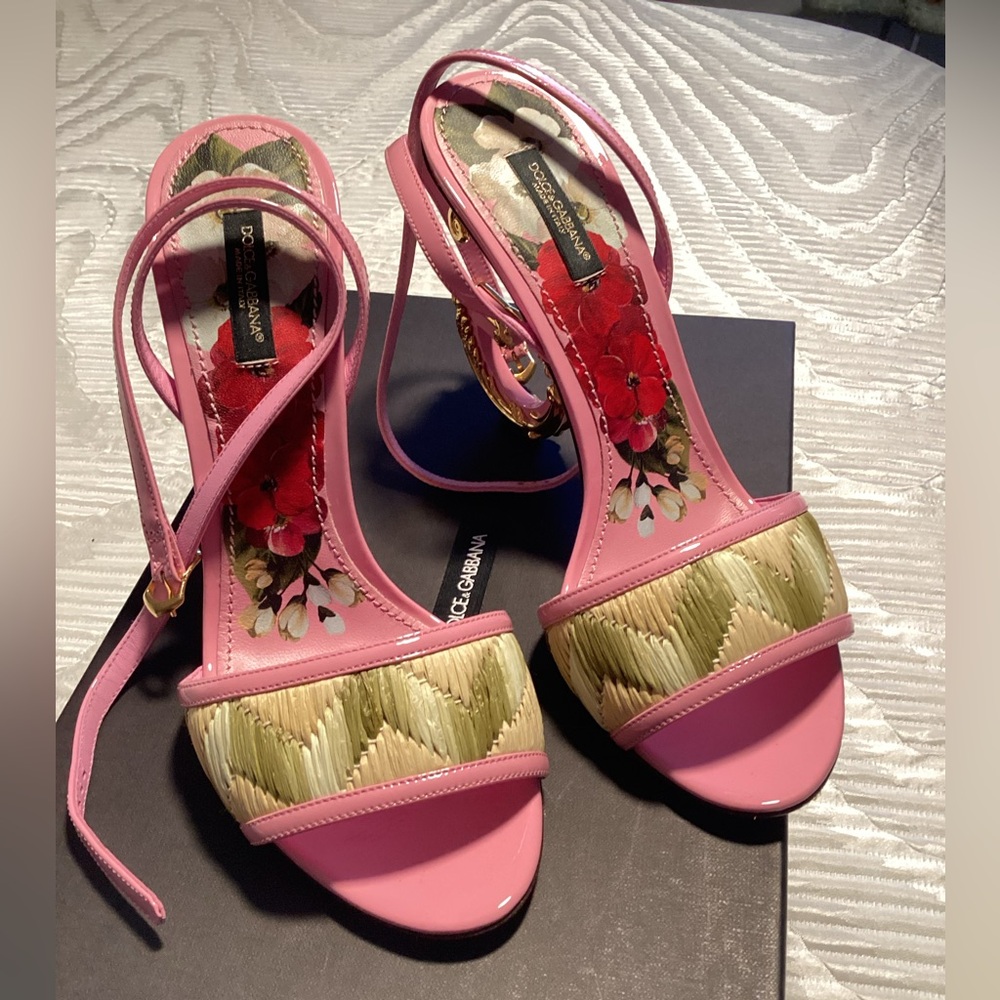 Dolce & Gabbana Pink and Cream Heels with Quilted Detailing